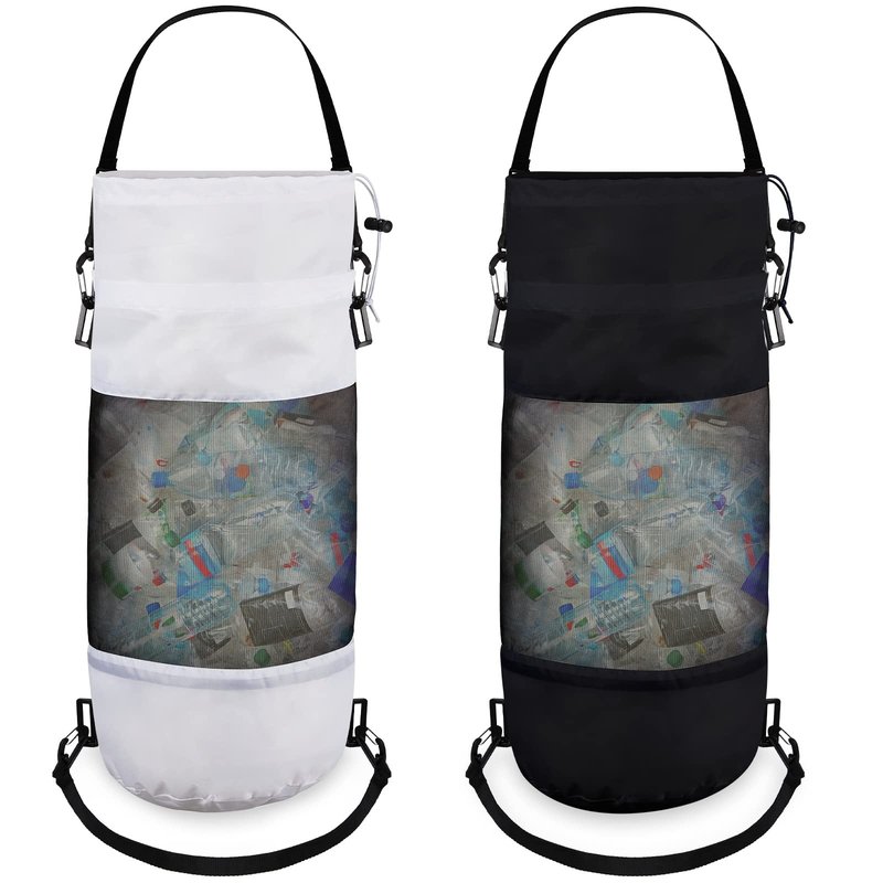 2 Packs Portable Boat Accessories Mesh Trash Bags Trash Can Garbage Container for Boat Kayak Camper Fishing Cabin Storage Men Women Adults(Black, White)