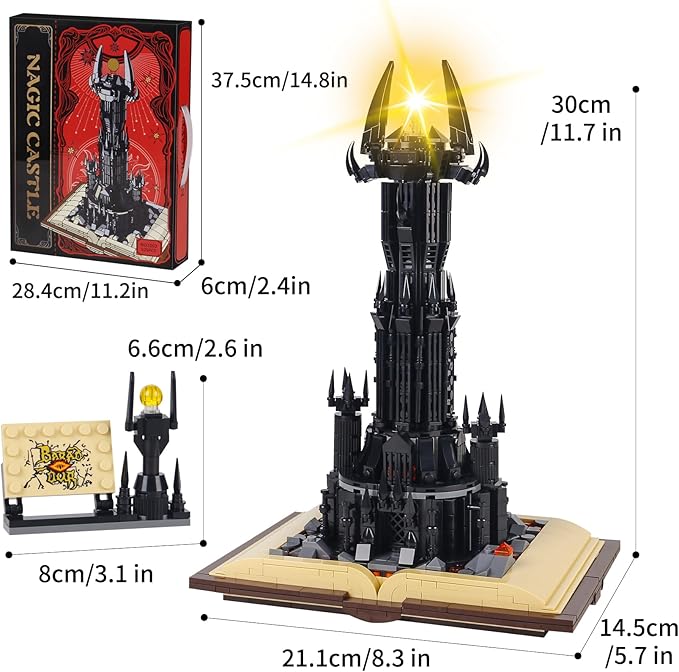 Lord of The RS Castle Building Blocks ToysCreator Architecture Dark Tower Magic Book Building Set Best Choice for 12+ Boys Girls or Adults.