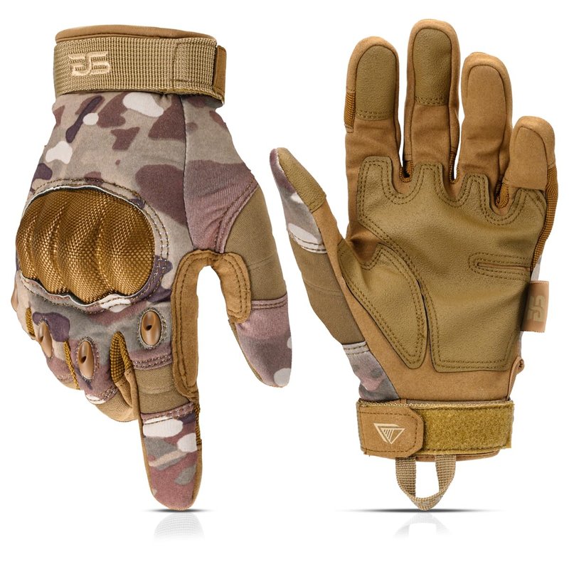 Glove Station Gloves for Men – Touchscreen Utility Gear with Hard Knuckle Protection Used in Motorcycle, Airsoft, Combat, & Outdoor Work Multicam X-Large