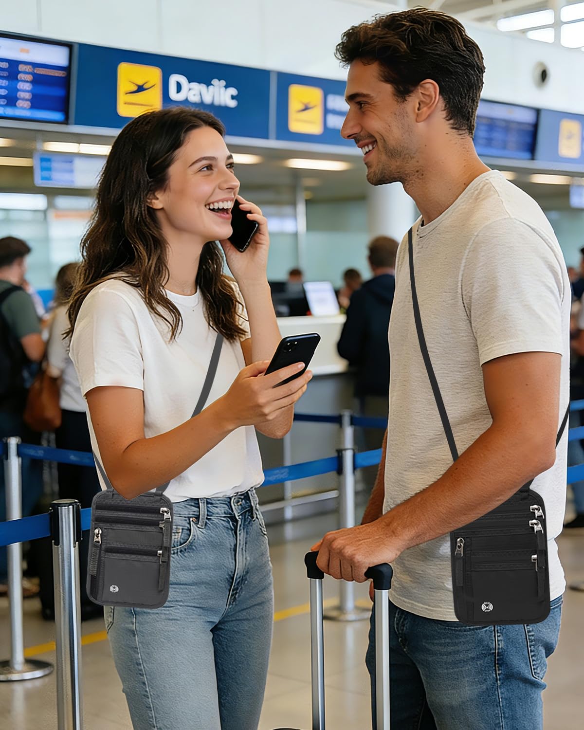 Sizobi Neck Wallet for Traveling Women Men, RFID Blocking Nylon Passport Holder Travel Pouch, Family Travel Document Organizer Passport Wallets,International Travel Must Haves Travel Accessories