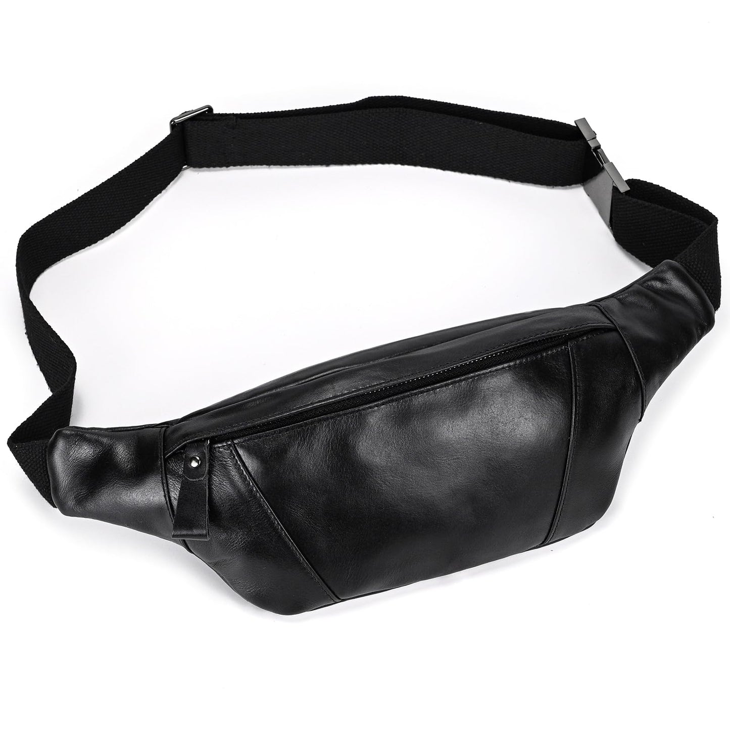 Genuine Leather Fanny Pack for Women & Men, Crossbody Waist Pack with Adjustable Strap, Hiking Hip Bum Belt for Travel, Hiking, Running