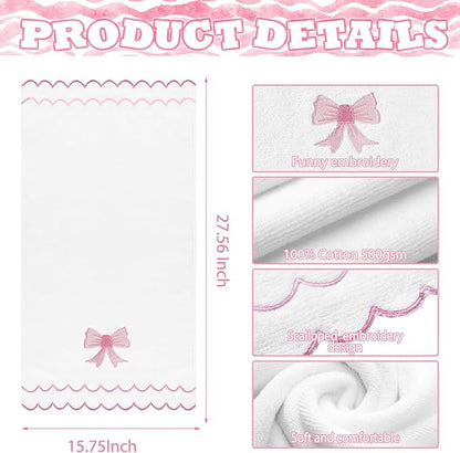 2 Pcs Scalloped Hand Towels 100% Cotton Fingertip Towels