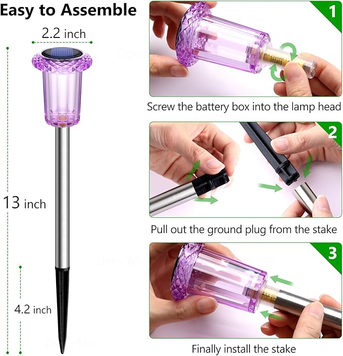 DenicMic Halloween Solar Lights Outdoor 15 Pack Purple LED Waterproof Yard Garden Patio Backyard Pathway Walkway Landscape Lawn Outside Halloween Decorations Outdoor