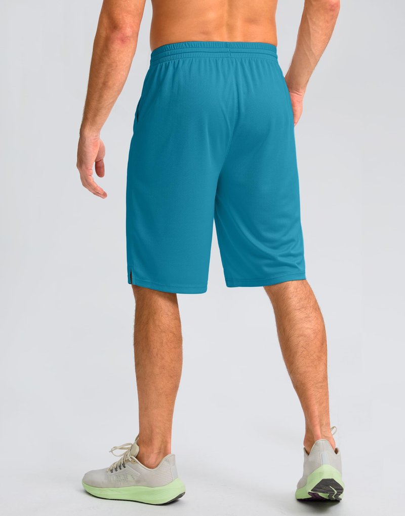 G Gradual Men's Athletic Shorts with Pockets 9" / 11" Long Basketball Shorts Lightweight Quick Dry Gym Workout Shorts for Men(Lake Blue,M)