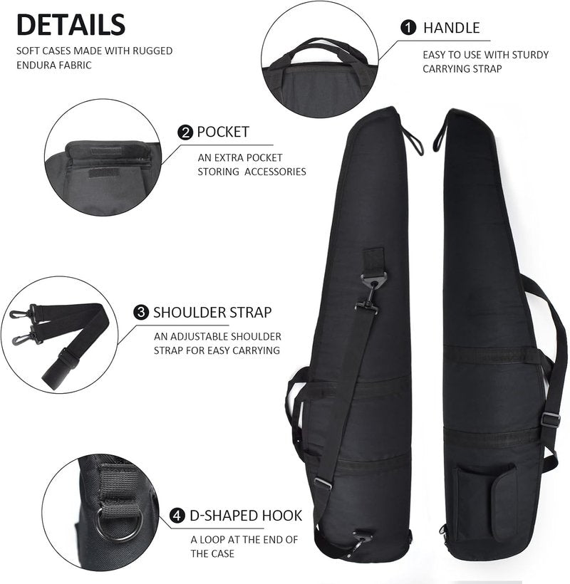 Soft Rifle Gun Case - 41/45/49 Inch Shotgun Carrying Bag with Adjustable Shoulder Sling