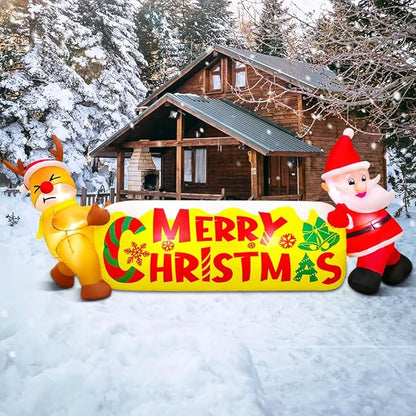 KOOY 10FT Christmas Inflatables Outdoor Decorations Santa and The Deer,Blow up Yard Decorations with LED Light Up for Xmas,Outdoor Christmas Decorations for Yard Holiday Party Garden Lawn Décor