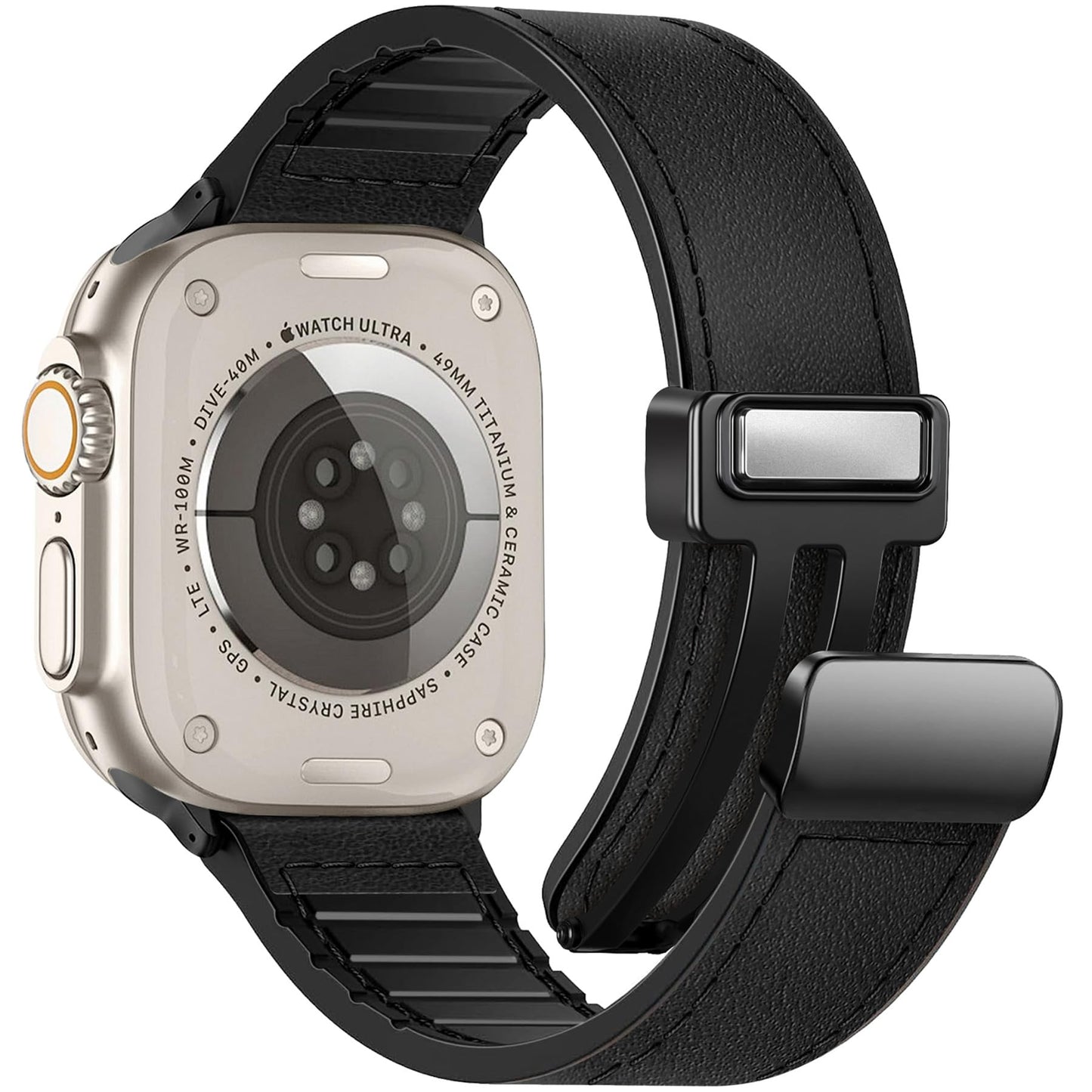 WestEagle Magnetic Leather Bands Compatible with Apple Watch 49mm 46mm 45mm 44mm 42mm(S3/2/1) for Men Women, Genuine Leather with Magnetic Buckle for iWatch Ultra1/2/3 Series SE11/10/9/8/7/6/5/4/3/2/1