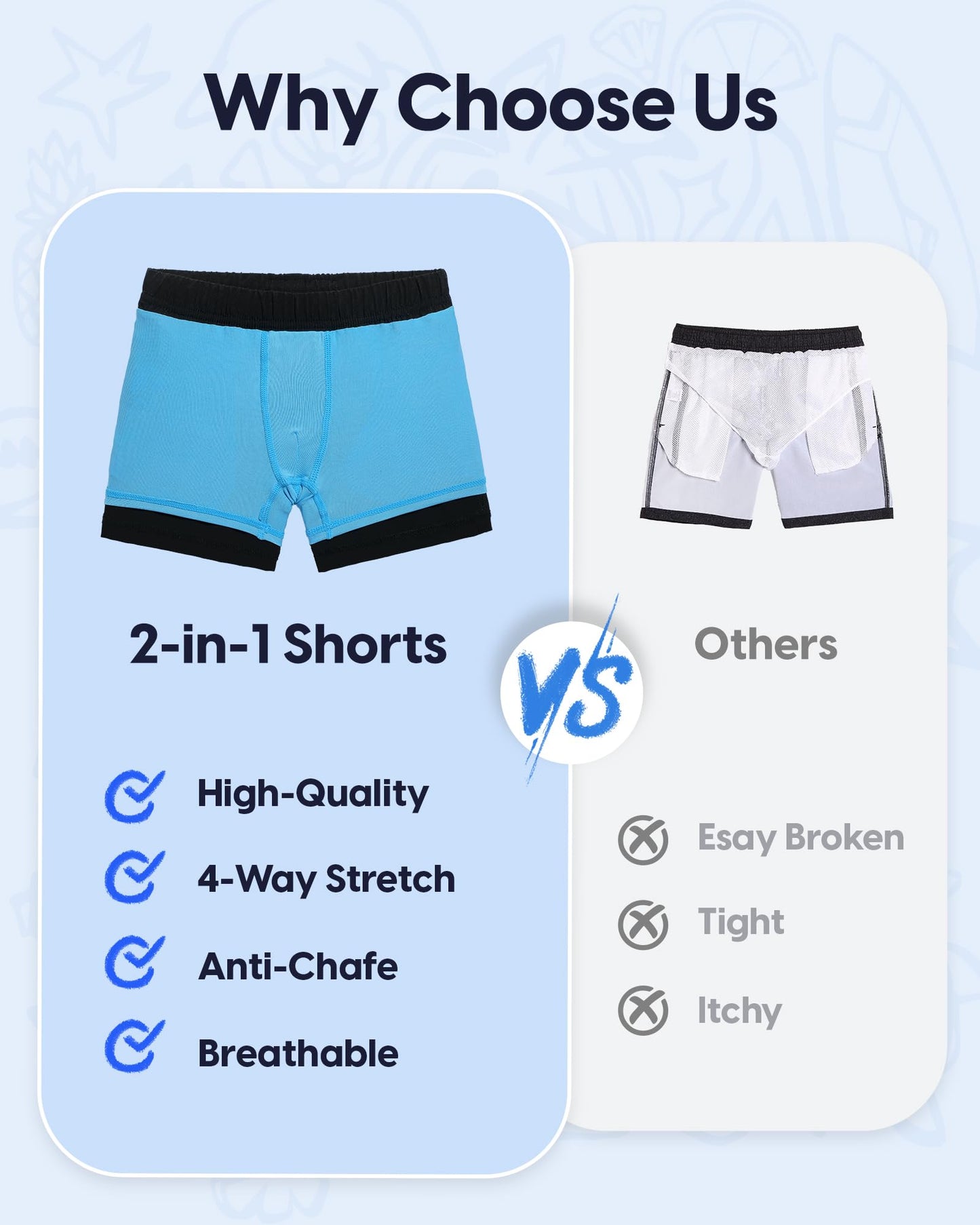 maamgic Boys Swim Trunks with Compression Liner Quick Dry Swim Shorts Anti-Chafe Boy Bathing Suit with Boxer Brief Toddler Swimsuit Dark Blue 3T