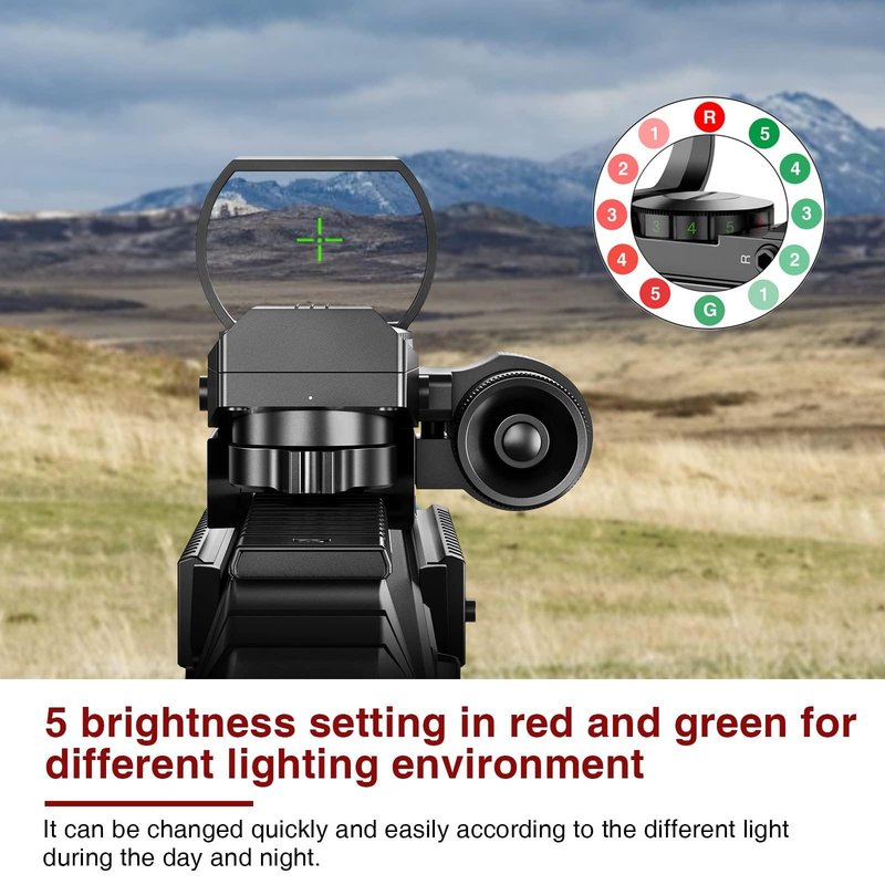CVLIFE 1X22X33 Reflex Sight Red Dot Sight Red Green 4 Reticle Optics with Laser and Pressure Pad Switch for 20mm Rail