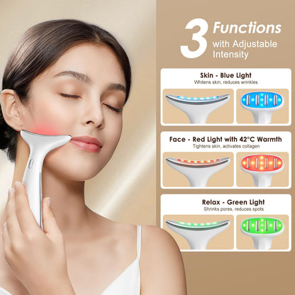 Facial and Neck Massager for Face, Neck - Skin Lifting & Firming - Wrinkle & Dark Circle Reducer - at Home Skin Care Face Sculpting Tool and Neck Massager-Pastel Pink