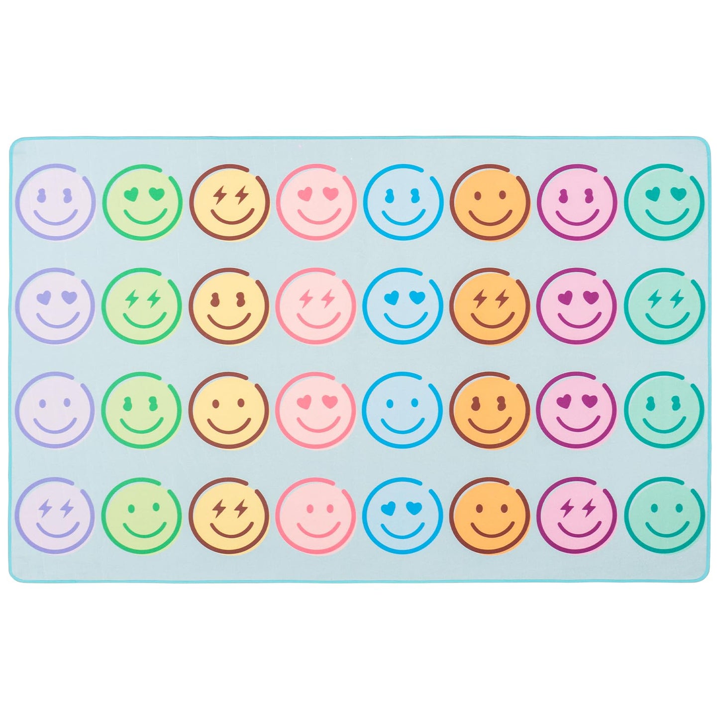 5' x 7' Classroom Rug, Carpets Schoolgirl Style Pastel Smileys Educational Area Rugs for Kids Room Seating Décor, Play Carpet for Teaching and Playroom (Smiley Face Rug, 5x7ft)