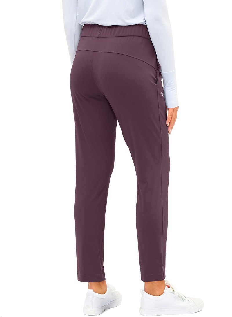 G Gradual Women's Pants with Deep Pockets 7/8 Stretch Sweatpants for Women Athletic, Golf, Lounge, Work (Wine Red, X-Large)