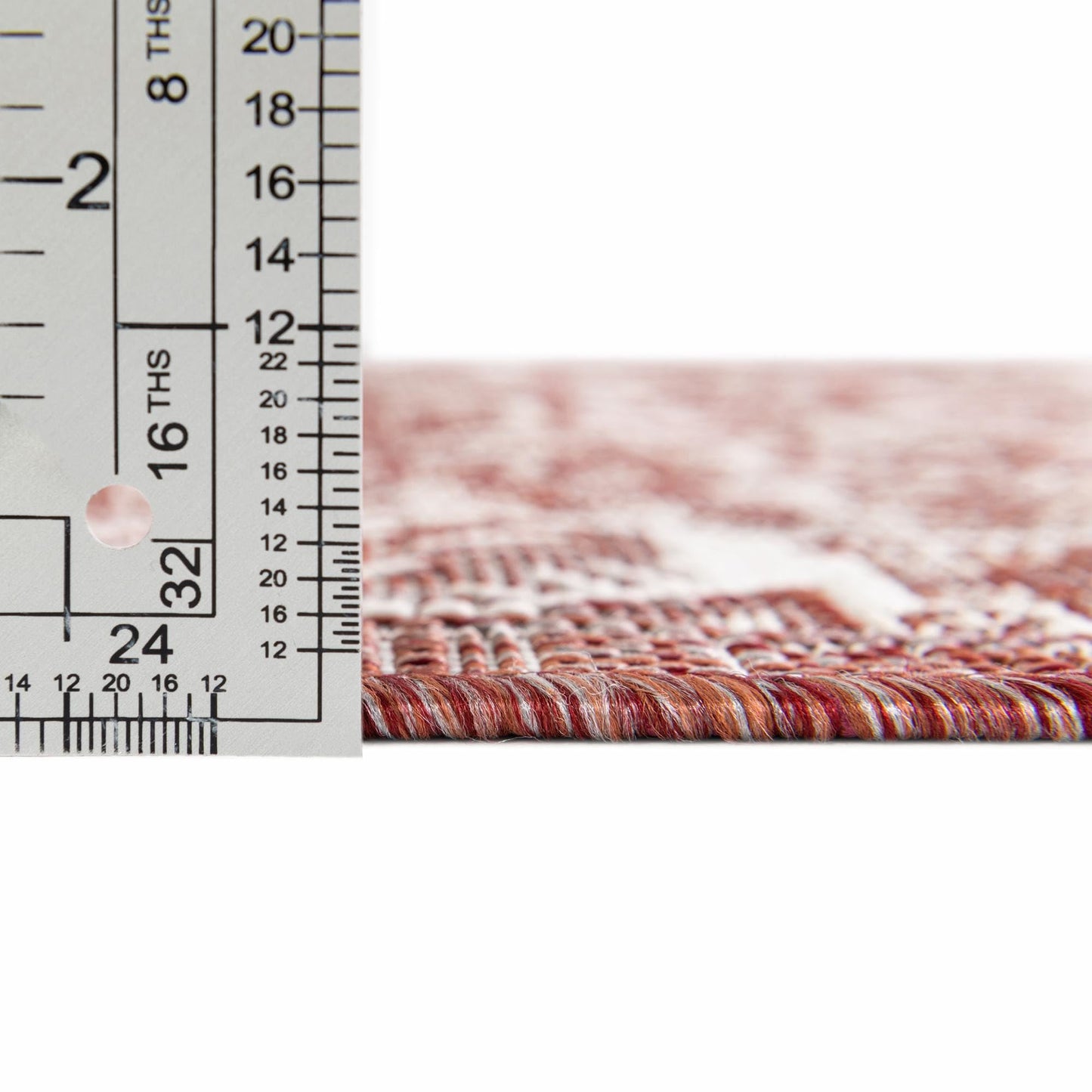 Rugs.com - Outdoor Aztec Rug – 3 Ft Round Rust Red Easy-Clean Indoor/Outdoor Rug – Weather Resistant for Patios, Decks, and Porches