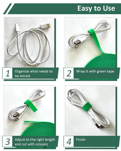 sousac Plant Ties Garden Tape, Reusable Adjustable Plant Clips for Climbing Plants, Green Nylon Self Adhesive Plant Twist Tie Strap to Support Gardening Plants (98.4 FT)
