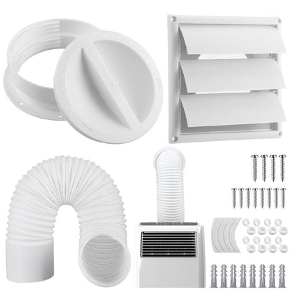 Maasechs Portable Ac Exhaust Hose Vent Wall Mount Connector Kit with 80 Inches Hose and 5 Inches Louvered Vent Cover Ac Exhaust Tube Coupler for 5 in and 5.5 in Tube (Louvered Vents Cover)