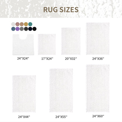 Ruggnovea Bathroom Rugs Non Slip Washable 32x20, Extra Thick Soft Chenille Absorbent Bath Mat, High Density Barrier Non Slip Backing, Quick Dry Plush Shaggy Floor Carpet for Tub&Shower, White