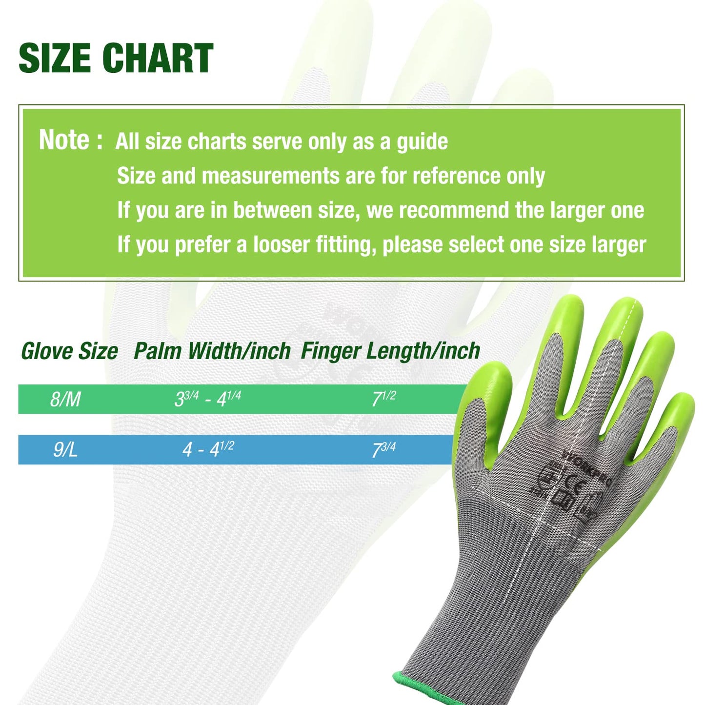 WORKPRO 6 Pairs Garden Gloves, Work Glove with Eco Latex Palm Coated, Gardening Gloves, Working Gloves for Weeding, Digging, Raking, and Pruning (Large)