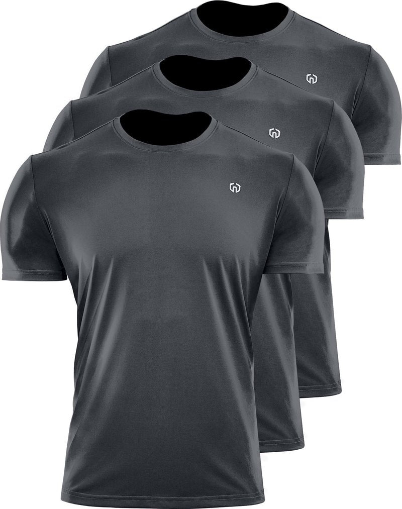 NELEUS Men's 3 Pack Running Shirt Gym Athletic Workout Shirts,5017,Dark Grey/Dark Grey/Dark Grey,XL