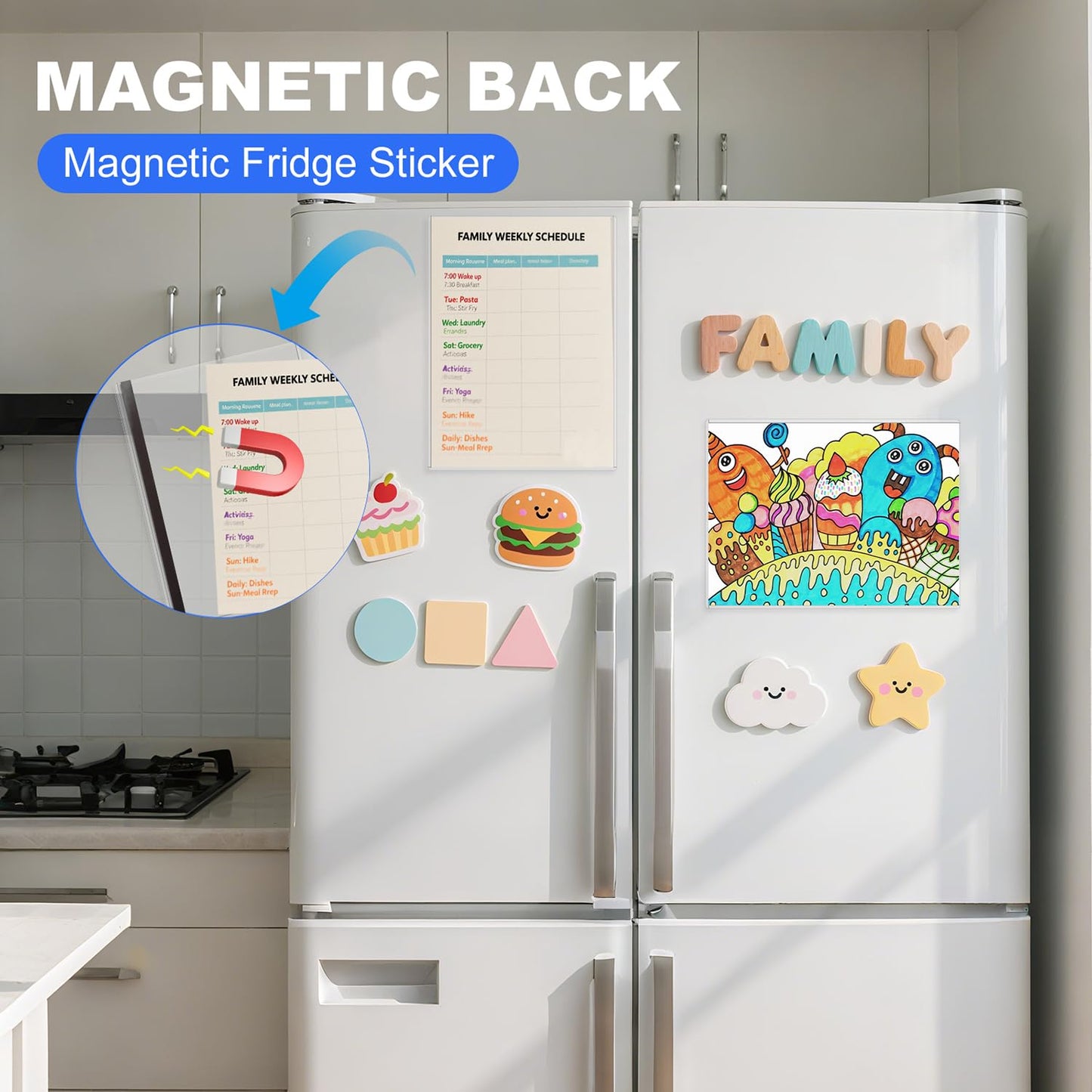 30 Pack 8.5'' x 11'' Inch Magnetic Sign Holders, Rigid Print Protectors, Paper Holder With Adhesive Tape, Plastic Document Holder For Posters Letter Paper Picture, Wall Mount Magnetic Frame for Refrigerator Window, Door, Home, Office, and Store
