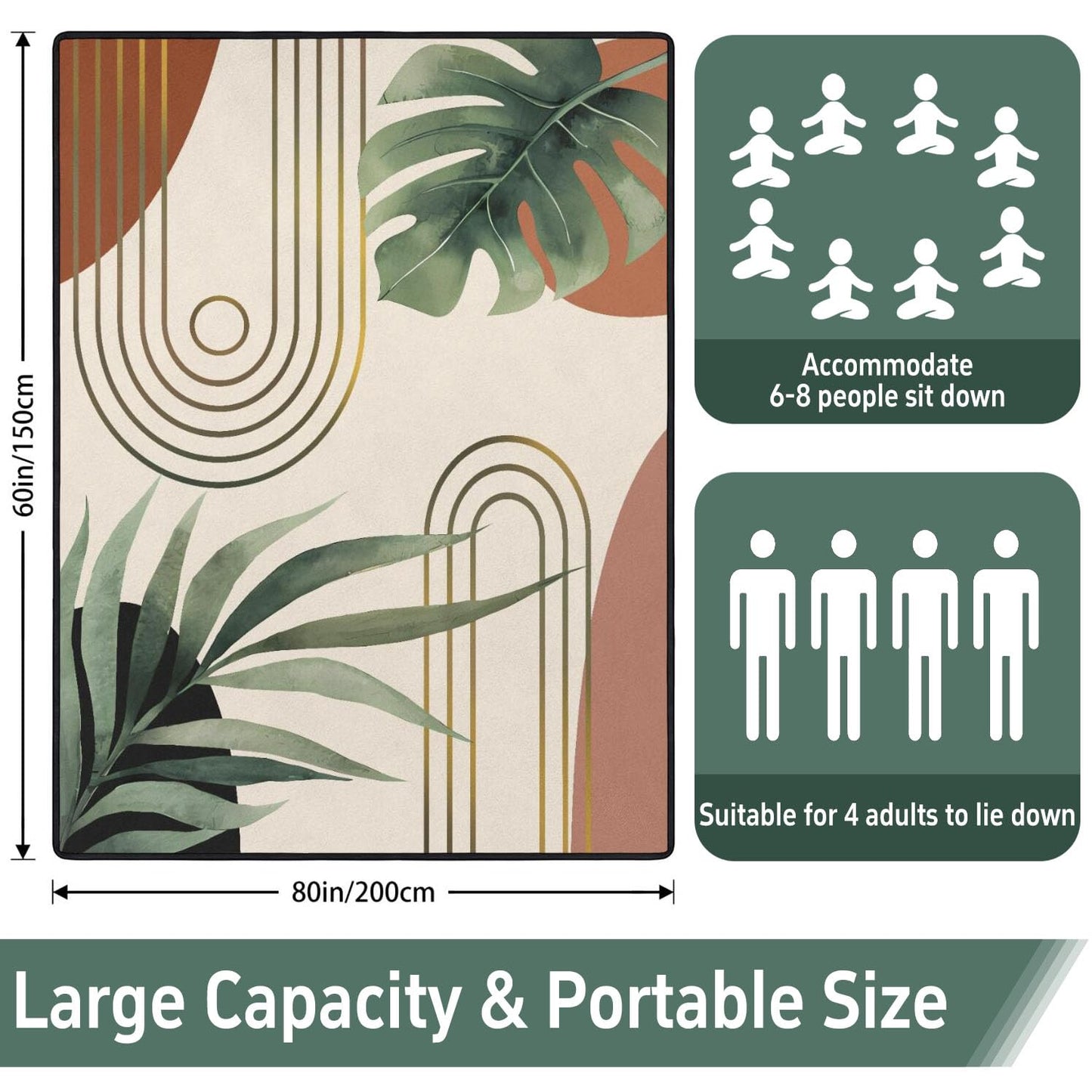 QXWREL Extra Large Picnic Outdoor Blanket Waterproof and Sandproof Picnic Mat for Beach Foldable Camping Accessories for Grass Lawn Park