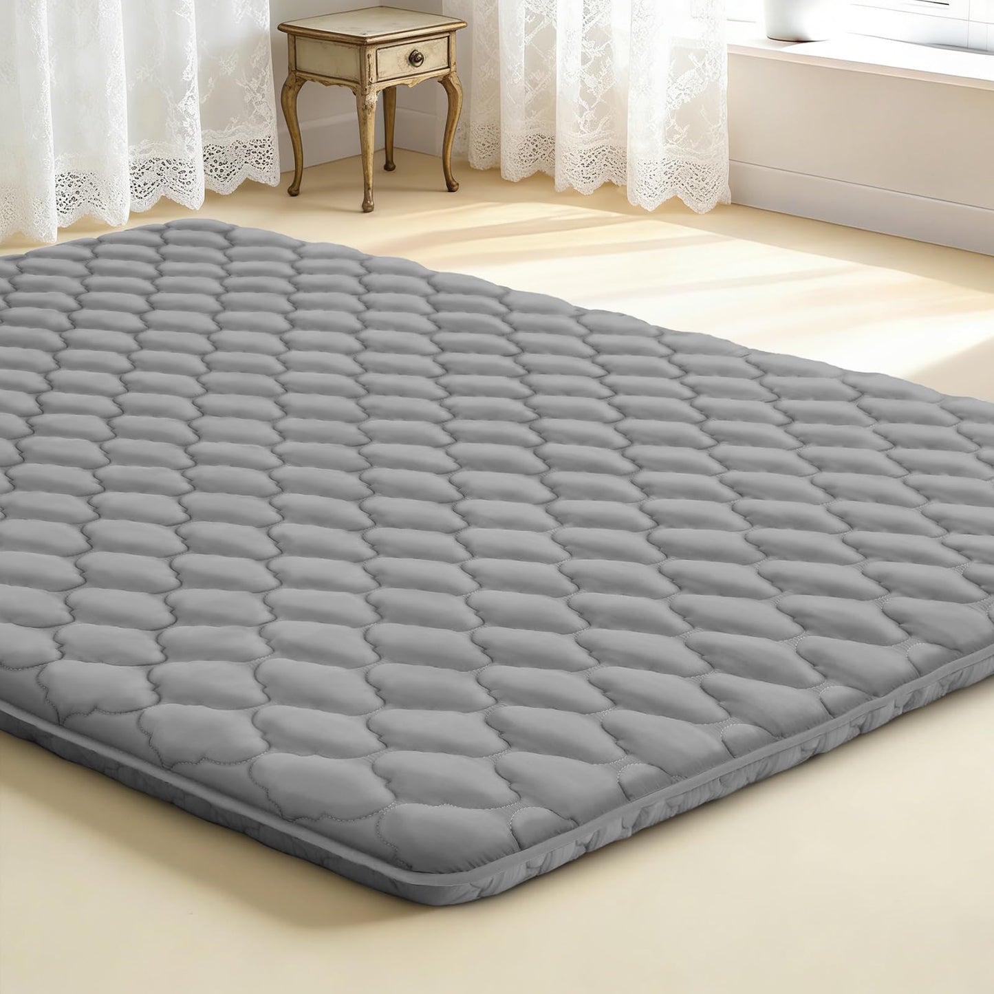 Japanese Futon Floor Mattress Queen Size 60"×80", Thicken 5-Layer Japanese Tatami Mat Floor Bed Foldable Roll Up Sleeping Pad, Ideal for Comfort and Support, Kids Floor Lounger Pillow Bed Sofa