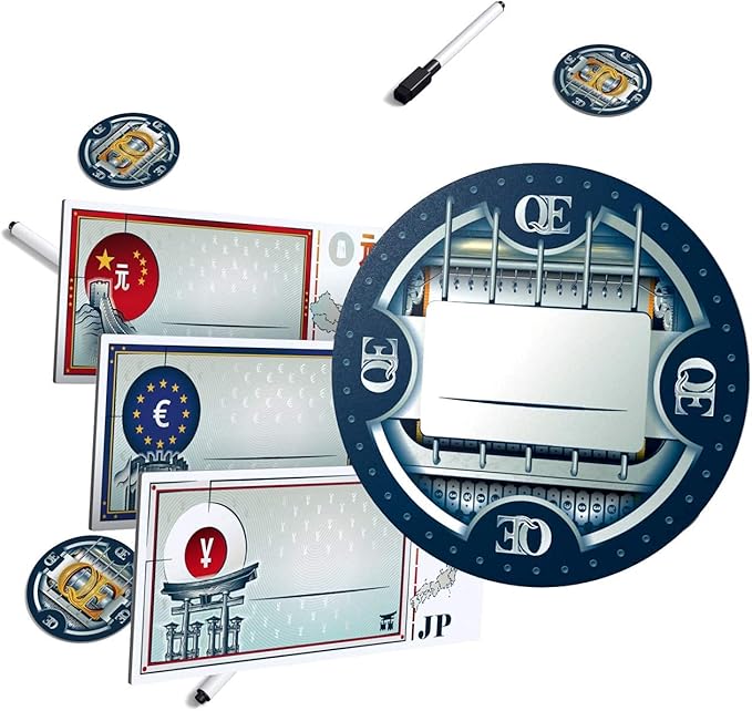 Allplay QE (Quantitative Easing) Board Game | Economic Auction Bidding Game for Families &amp Adults | 3-5 Players 30 Min Playtime Strategy Party Game with Unlimited Bidding