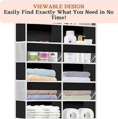 Over The Door Organizer 6 Tiers, Extra Large Behind Door Storage of 12