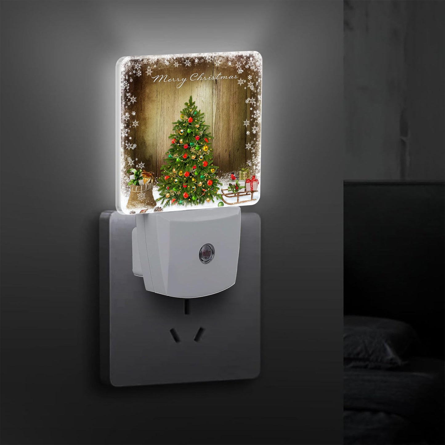 KXWQTRDD Christmas Tree and Snowflake Night Light Plug into Wall,Night Lights with Dust to Dawn Sensor,Auto Turn on and Off,Glow Nightlight for Bathroom,Bedroom,Kitchen,Stairs,Hallway