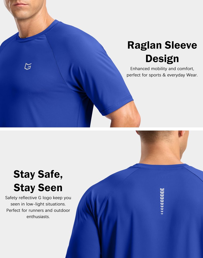 G Gradual Men's Athletic Workout T-Shirts Moisture Wicking Cooling Running Shirts Short Sleeve Performance Tee for Gym Tennis(Royal Blue,XL)