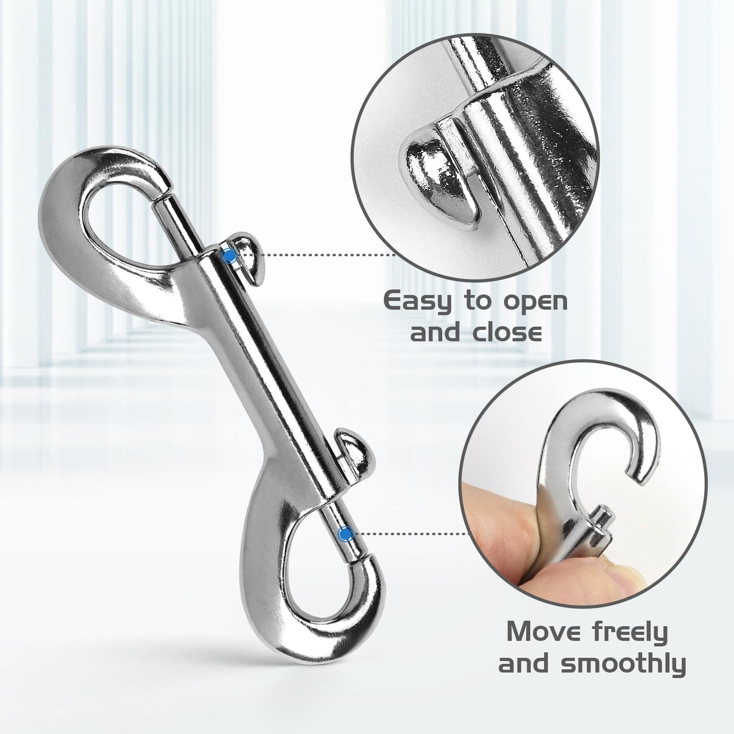 4 PCS Double Ended Snaps, 3.5 Inch Zinc Alloy Trigger Metal Clip, Silver Double Ended Snap Hooks for Pet Dog Leash, Water Bucket Hooks, Key Holder, Carabiner, Home, Farm, Other Indoor and Outdoor.