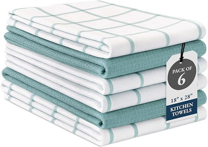 LANE LINEN Cotton Kitchen Towels and Dish Cloths Set, Quick-Drying Dish Towel