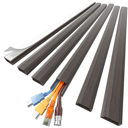 Delamu Cord Hider, Large Cord Covers for 3-4 Wires on Wall, 85in Cable Hider, Easy Set up Wire Hiders Wire Covers for Cords on Wall, TV Cable Cover Raceway for Home & Office, W1.18 H0.67in, Darkwood