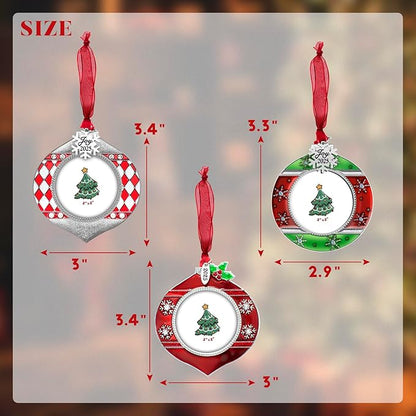 2025 Christmas Tree Ornaments 3 Piece Picture Frame Hanging Ornament Decorative Holiday Keepsake Gift Snowflake Pendant with 2” Photo Frame Insert for Picture of Pet (Red Green Gift Set)