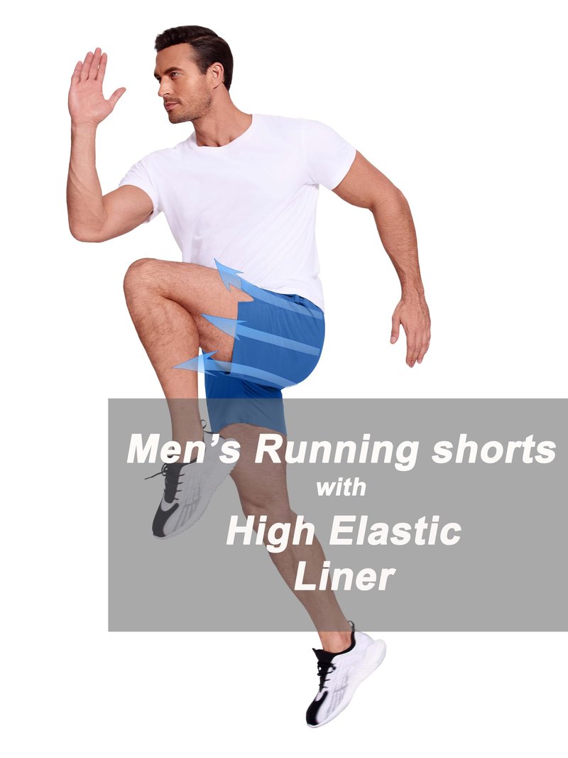 COOFANDY Men's 2 in 1 Running Shorts 2 Pack Athletic Shorts Quick Dry Lightweight Gym Training Workout Sports Shorts with Pockets