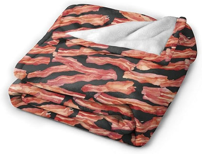 Funny Bacon Blanket, Food Throw Blankets, Meat Fuzzy Plush Blanket Ultra Soft for Bacon Lover Gift Kids Teens Women Men Girls Boys Stuff Decor for Home Bedding Sofas Couch Camping 50"X40"