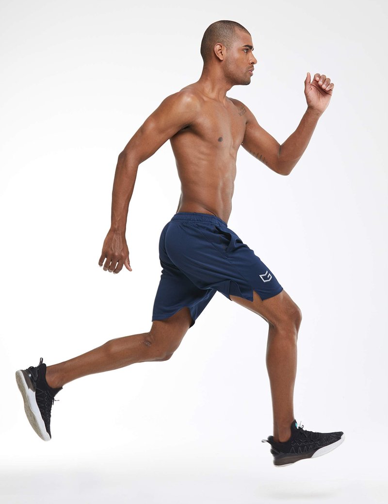G Gradual Men's 2 Pack 7" Workout Running Shorts Quick Dry Lightweight Gym Shorts with Zip Pockets (2 Pack: Navy Blue/Red X-Large)