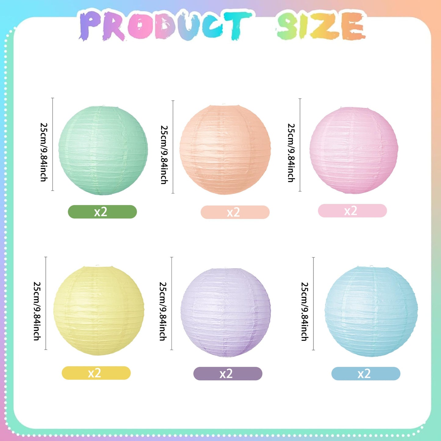 Macaron Paper Lantern Decoration 12PCS 10 Inch Hanging For Classroom Baby Shower decoration Wedding Valentine's Day Graduation Anniversary Picnic Gathering Christmas Bridal Home Decor Party Decoration