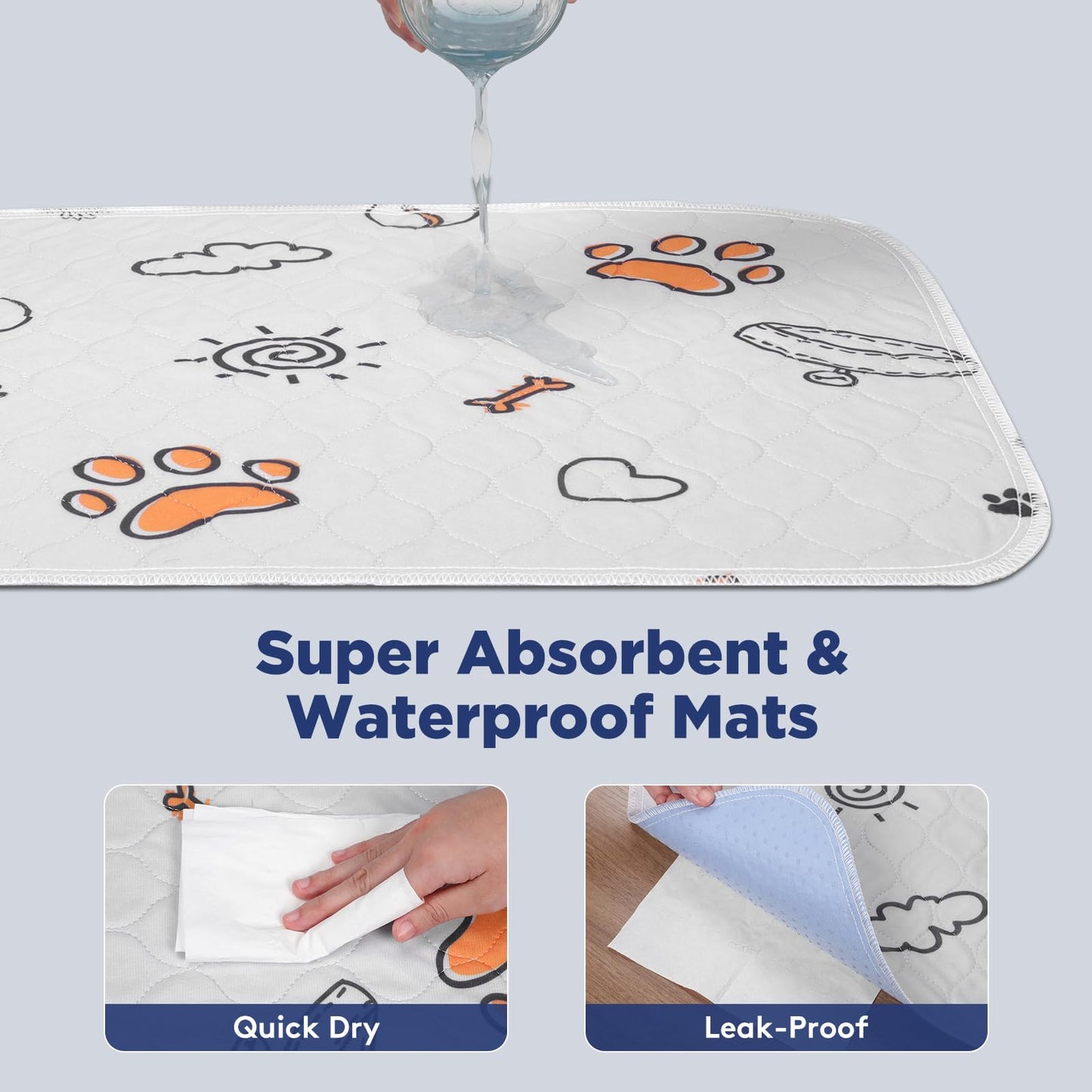 Washable Pee Pads for Dogs, 2 Pack Large 41"x41" Super Absorbent Reusable Pads for Dog Training Pads, 100% Waterproof Non-Slip Whelping Pads Dog Playpen Crate Mat Bed Pads