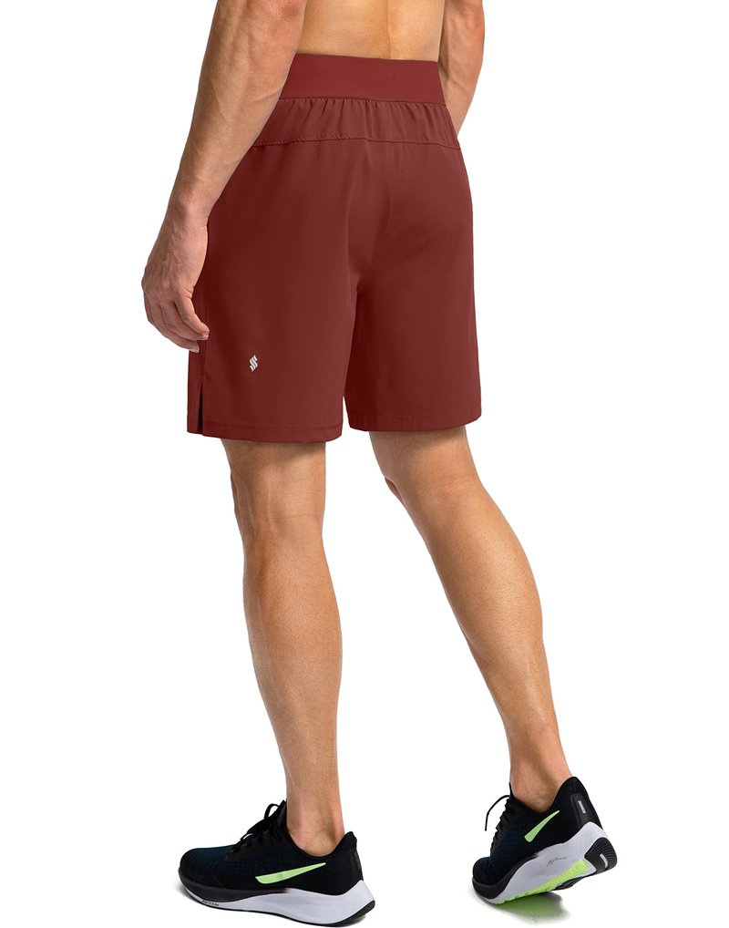 Soothfeel Men's Running Shorts with Zipper Pockets 7 Inch Lightweight Quick Dry Gym Athletic Workout Shorts for Men (Savannah, S)