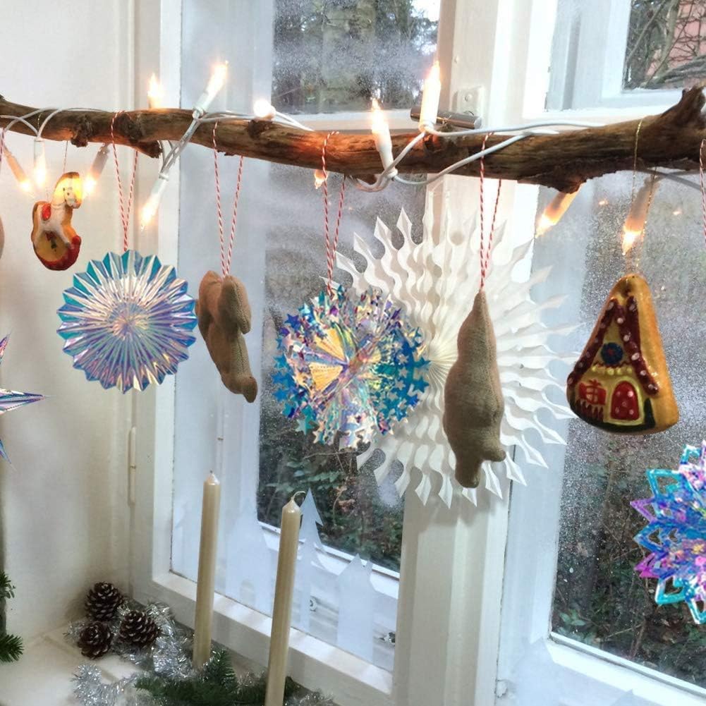 Hanging Decorations Shiny Iridescent Folding Snowflake Fans Rainbow Shine for/Birthday/Christmastree/New Year/Baby Shower/Wedding Party/Shopwindow Supplies (3pcs Fan)