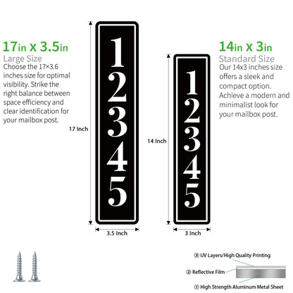 Modern House Numbers - Custom Address Sign - Reflective Mailbox Numbers - Mailbox Post Sign - Vertical Address Plaque - House Wall Plaque (C02)