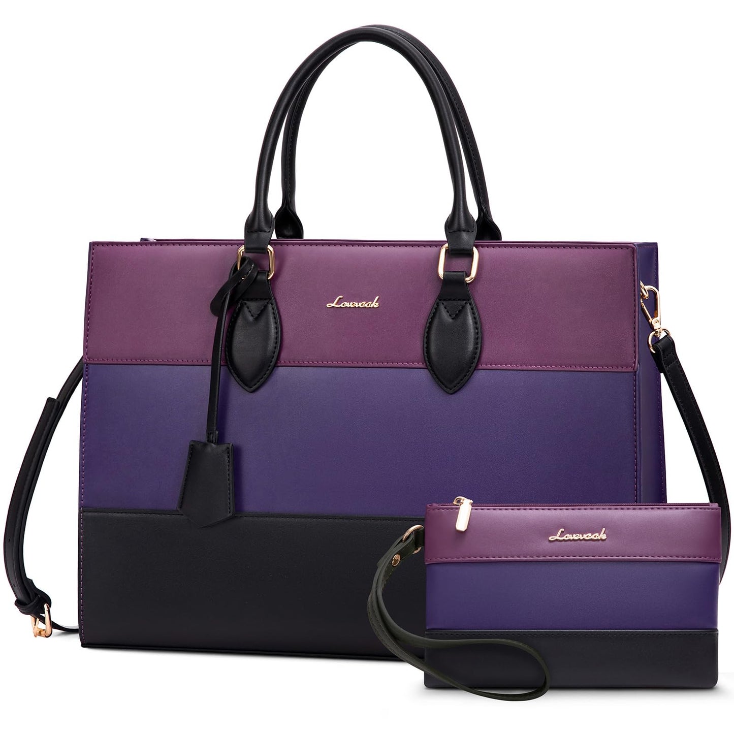 LOVEVOOK Laptop Tote Bag for Women, Work Totes Business Office Computer Briefcase with Clutch Purse