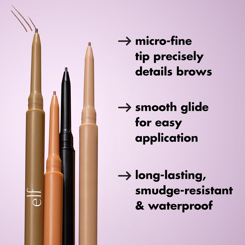 e.l.f. Micro-Fine Brow Pencil, Waterproof Brow Color & Spoolie For Shaping Brows & Creating A Feathered Natural-Looking Finish, Vegan & Cruelty-Free, Taupe