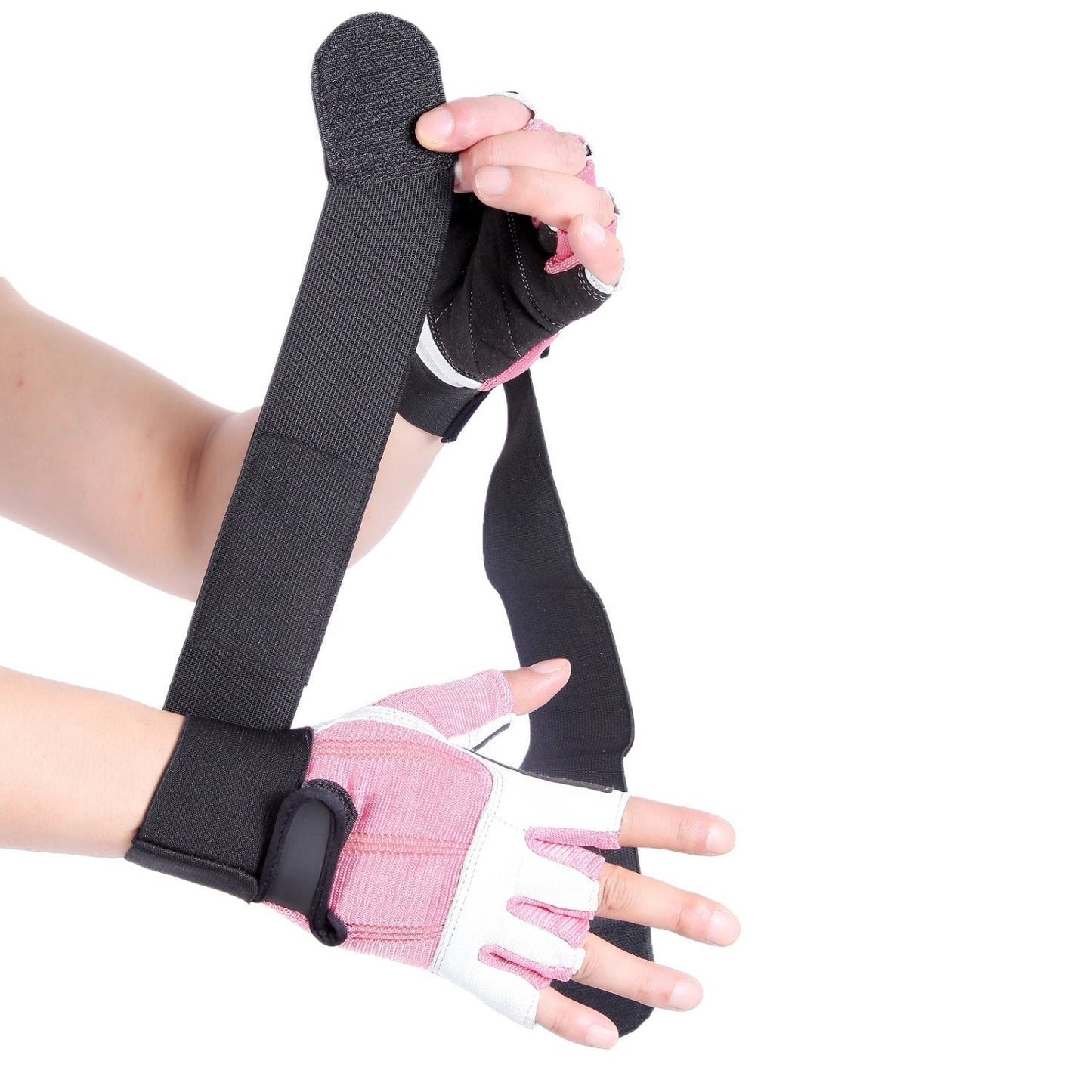 Brawn Fit Workout Gloves for Men and Women - Soft Leather Weight Lifting Gloves with Wrist Support, Padded Design Best for Gym, Exercise, Training, Barbell Workout-1 Pair X-Small Size - Pink and White