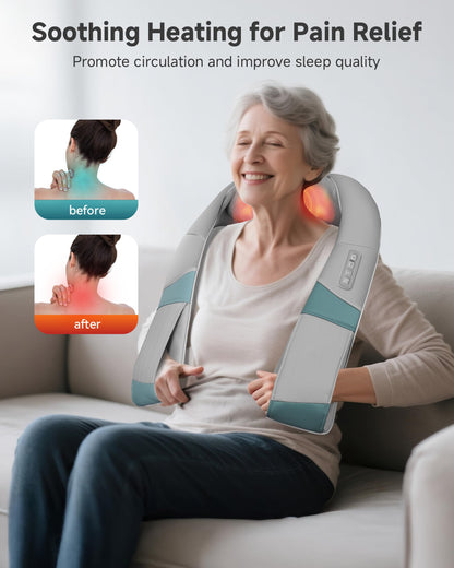 Snailax Cordless Massager - Shiatsu Neck and Shoulder Massager with Heat, Portable, Lumbar, Back Electric Massage Pillow, Christmas Gift