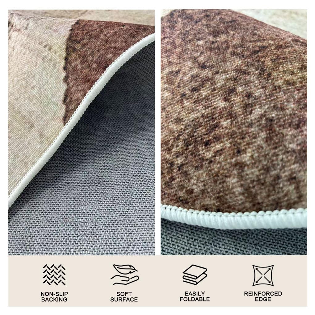 Modern Abstract Irregular Shaped Area Rug Soft Washable Carpet for Bedroom Livingroom Dining Kitchen Runner Rug Brown Beige Aesthetic 5x7 Floorcover