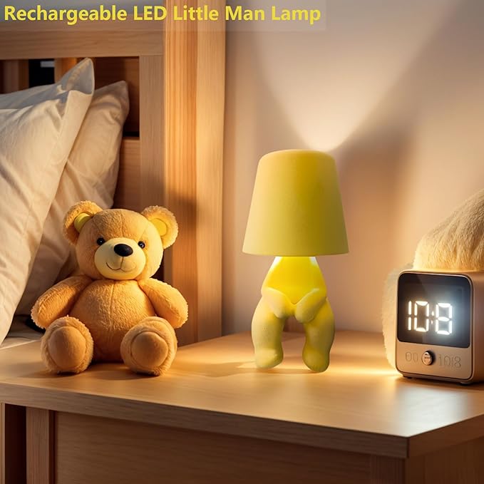 Modern Creative Design Table Lamp for Youth: Rechargeable Cute Light for Kids Child Teen -Bedside Lamps for Nightstand- Gift for Birthday Christmas Halloween Easter， 3-Color Dimmable.