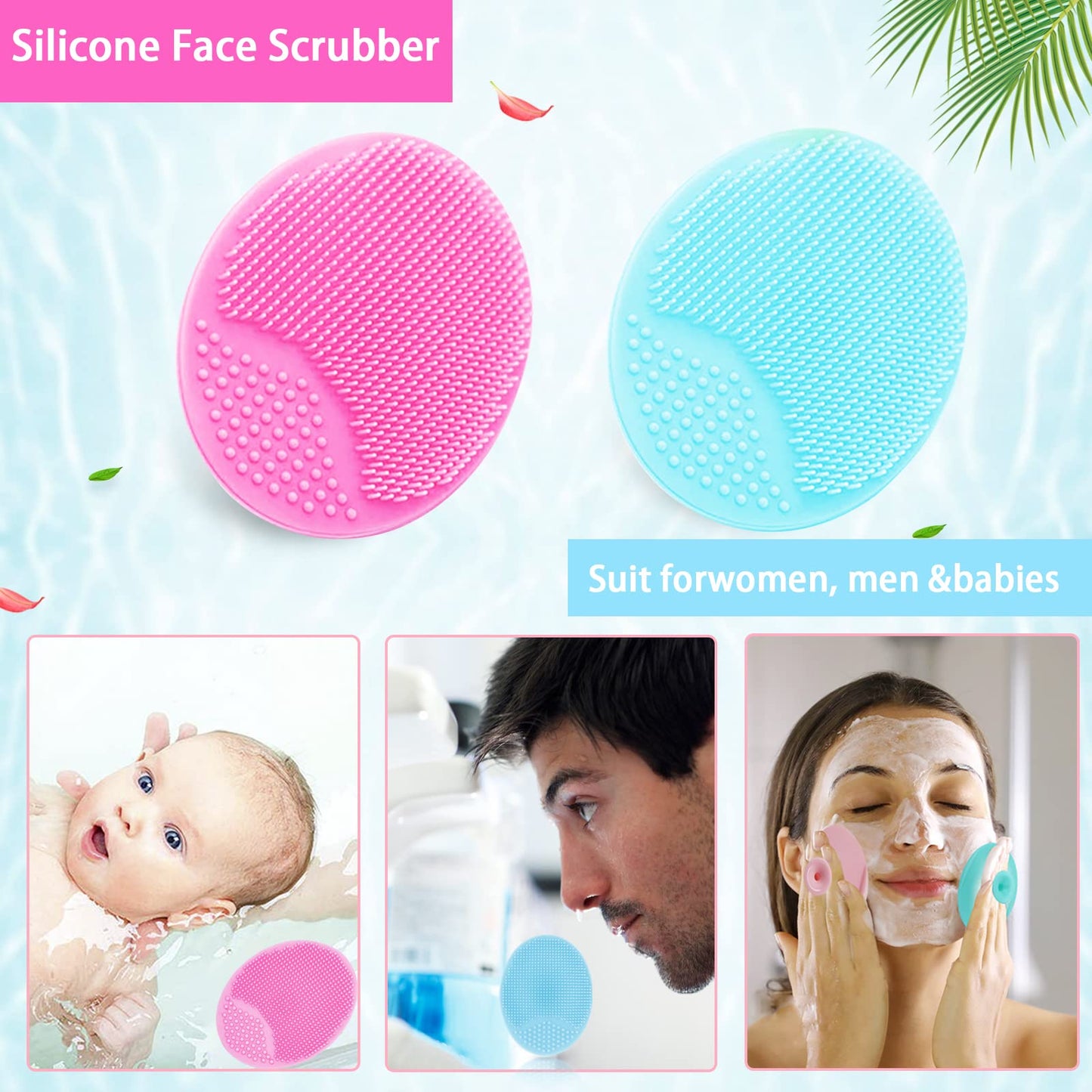 5PCS Silicone Scrubber Set, Lip & Face Cleansing Brush and 2PCS Exfoliating Face Brush for Men & Women