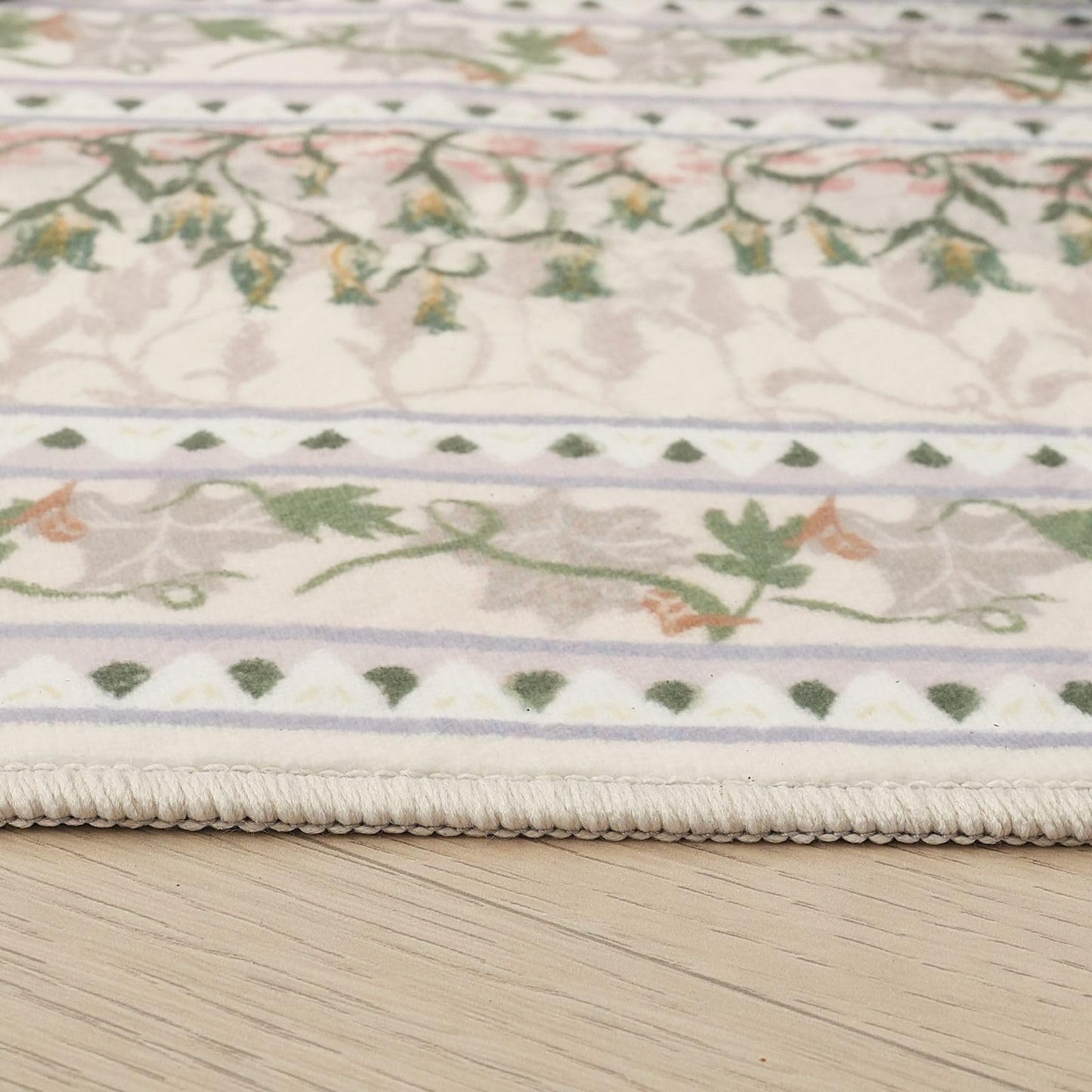 Rugcomf 4x6 Rug for Bedroom Impressionist-Style Vintage Washable Rugs Non Slip Low Pile Small Carpet for Bedside Kids Room Office Dining Room, Beige