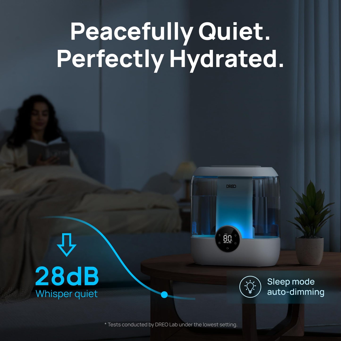Dreo Smart Humidifiers for Bedroom, 6L Top Fill Supersized Cool Mist Humidifier for Large Room, 60 Hour Runtime, Quiet Ultrasonic Humidifier for Plants, Baby, Indoor, Home, Night Light, Black